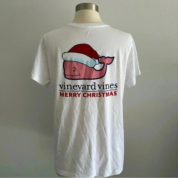 Vineyard Vines 100% Cotton Tee Merry Christmas Sz M - Picture 1 of 7